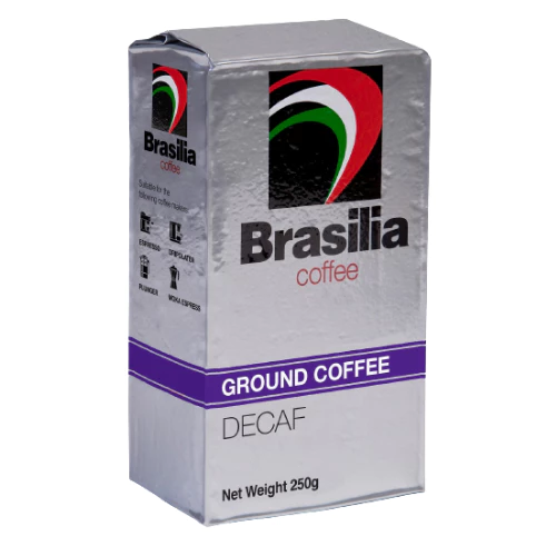 Brasilia Coffee Ground Brick Pack Decaf 250g  100  Arabica Coffee Powder