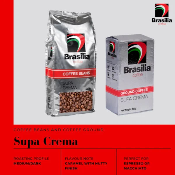 Brasilia Coffee Ground Brick Pack Espresso Supa Crema 250g  100  Arabica Coffee Powder