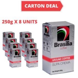 Carton Deal   Brasilia Coffee Ground Brick Pack Espresso Supa Crema 250g x 8 Units