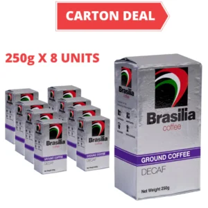 Carton Deal   Brasilia Coffee Ground Brick Pack Decaf 250g x 8 Units  100  Arabica Coffee Powder