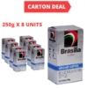 Carton Deal   Brasilia Coffee Ground Brick Pack Blue Mountain 250g x 8 Units