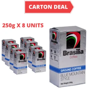 Carton Deal   Brasilia Coffee Ground Brick Pack Blue Mountain 250g x 8 Units