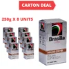 Carton Deal   Brasilia Coffee Ground Brick Pack Italian Espresso 250g x 8 Units