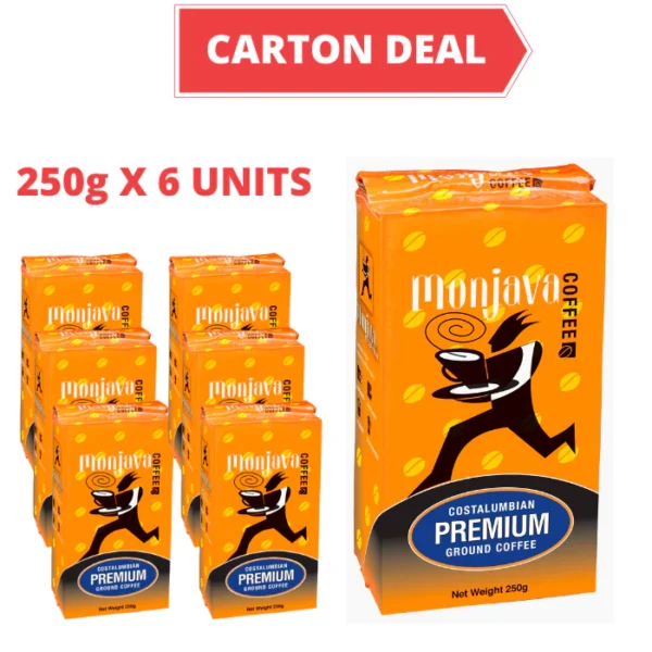 Carton Deal  Monjava Coffee Ground Brick Pack Costalumbian 250g x 6 Units