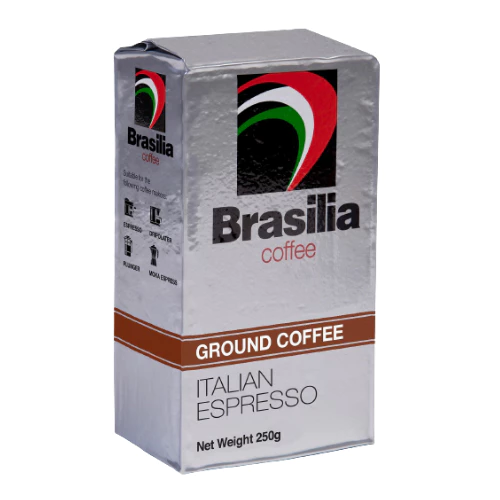 my-11134207-7r98z-lmh4v2h30iae85.webp Brasilia Coffee Ground Brick Pack Italian Espresso 250g 100 Arabica Coffee Powder