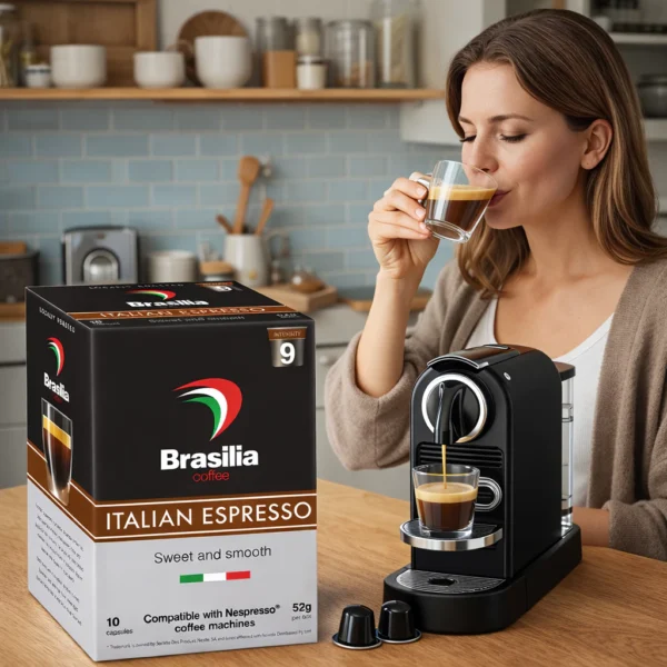 Brasilia Coffee  Capsule Italian Espresso  52g  10 Capsules   Compatible with Nespresso